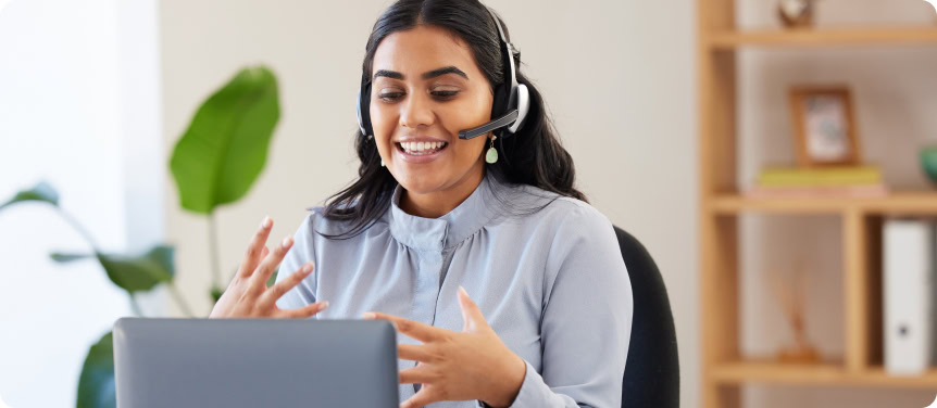 marketing professional discussing campaign needs with her national seo agency