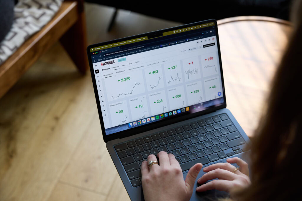 dashboard to check AEO-readiness displayed on a laptop