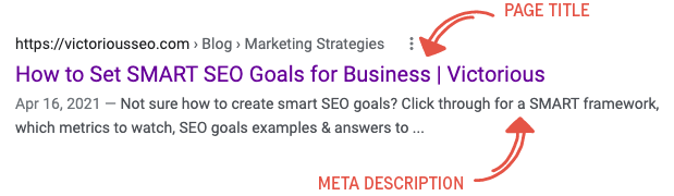 seo content blog template page title and meta description